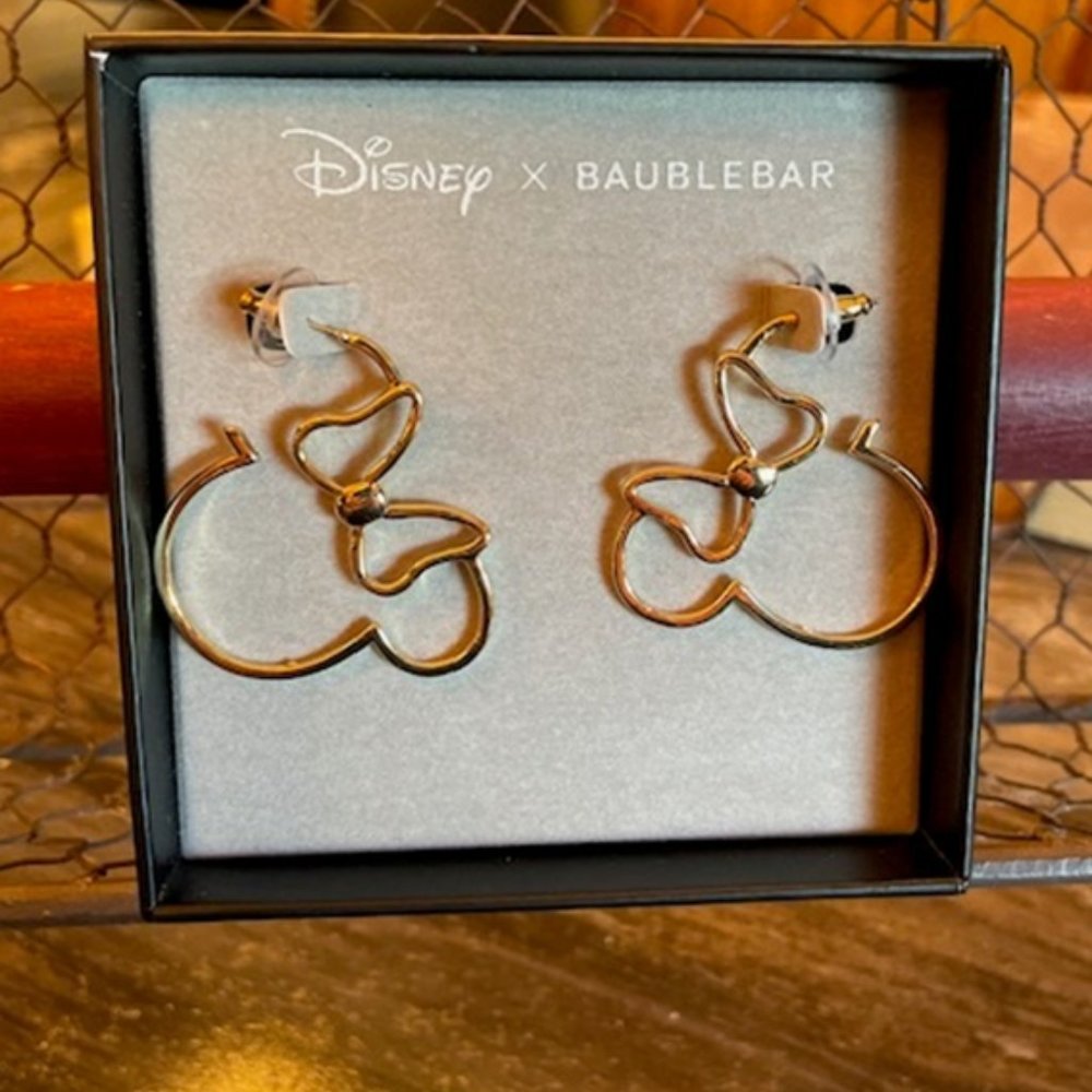 Beautiful Minnie Mouse Silhouette & Bow Hoop Earrings by Disney X Baublebar